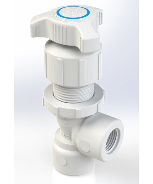 Throttle Master 3/8" Polypro Female NPT Angle Needle Valve - Image 1