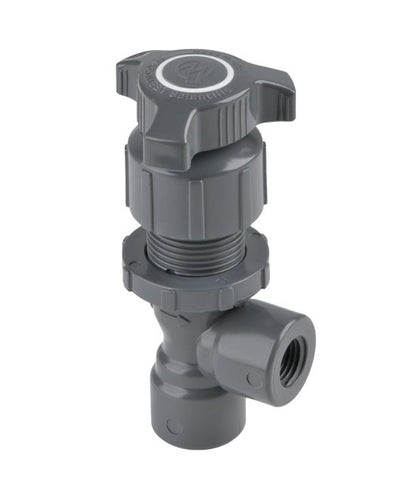 Throttle Master L Series Angle Needle Valve - 1/2" PVC Female NPT - Image 1