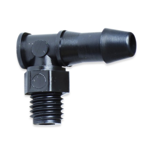High-Density Polyethylene UNF 10-32 Male Elbow Adapter, 1/8 in Barb - Image 1