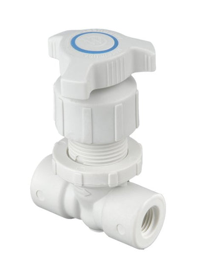 Polypro Globe Needle Valve-PP w/ L Series Needle, 1/4" Female NPT - Image 1