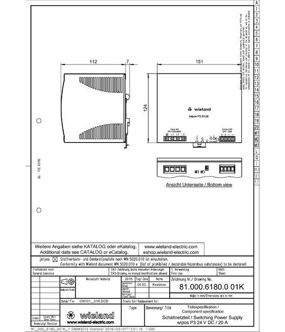 Wieland P3 24-20 Basic Line Power Supply - Image 1