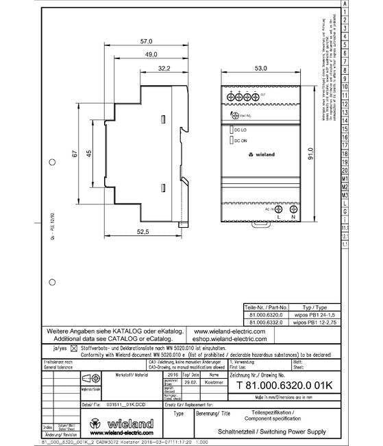 Wieland PB1 12-2.75 Switch-Mode Power Supply - Image 2