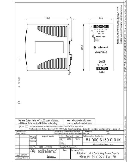 Wieland Wipos P1 24-5 Basic Line Power Supply - Image 1