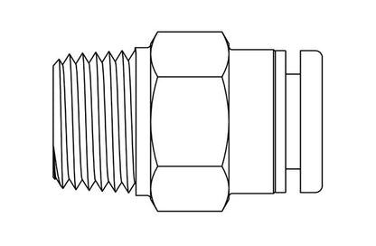 Precision Metal Orifices - Push-On Tube Adapters, 1/8" NPT x Tube - Image 2