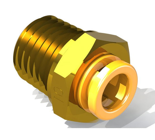 Precision Metal Orifice Push-On Tube Adapter 1/4 NPT x Tube - Image 1