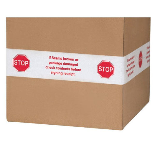 Printed Hot Melt Adhesive Carton Sealing Tapes - 2 mil Thickness - Stop Sign Design - Image 1