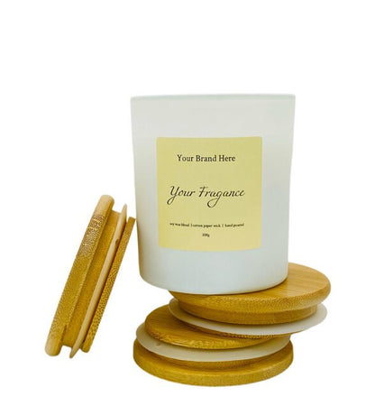 11 oz Premium White Private Label Candle - Glass Tumbler with Wood Closure - Image 3