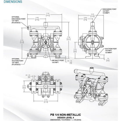 PB1/4-A Non-Metallic Ball Valve Diaphragm Pump - Image 3