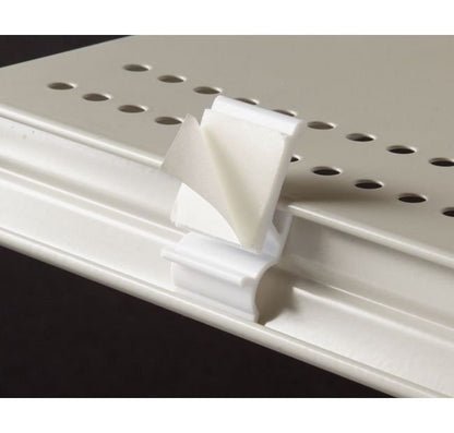White Shelf Extender Clip with Adhesive - Image 1
