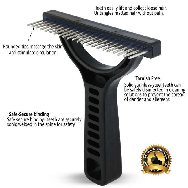UntanglerÂ® Extra-Long Grooming Rake with Rotating Teeth - Image 5