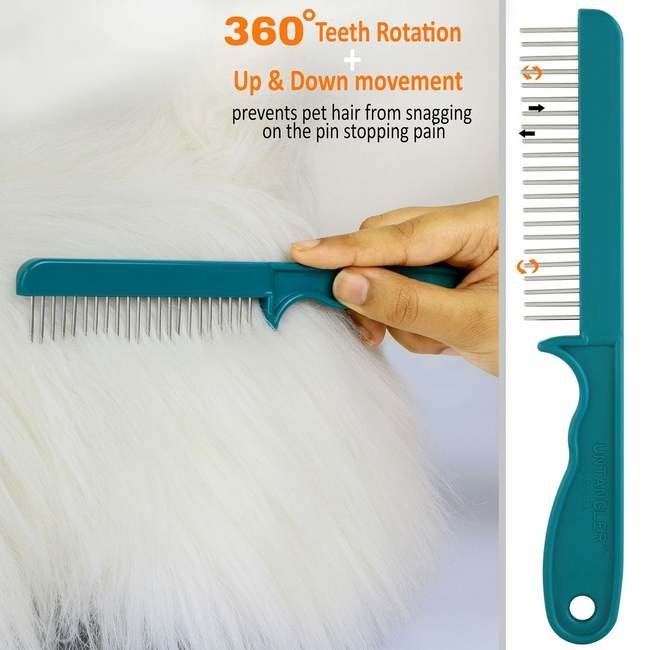 UntanglerÂ® Super Groom Comb with Rotating Teeth - 7.5 inch - Image 3
