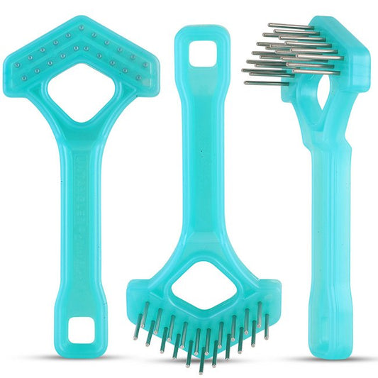 UntanglerÂ® Extra-Long Tooth V-Shaped Mini Rake with Double Row Rotating Teeth - Image 1