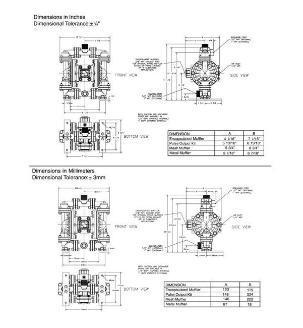Sandpiper S05 Metallic Ball Valve Diaphragm Pump - Image 2