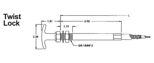Stainless Steel Control Head Cable with Twist Lock Handle - Image 1