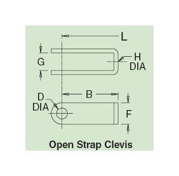 Steel Open Strap Clevis Crimped on Wire Rope, 2.50B x 0.31D x 0.62F - Image 2