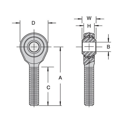 Stainless Steel Self-Lubricating Rod End - Male, SSPM/SSPF Series - Image 2