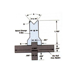 32 Degree Quick Change American Style Press Brake V-Die - 0.875in Opening - Image 1