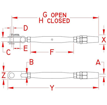 Quick Attach™ Stud and Toggle Turnbuckle - Stainless Steel Cable Fastener - Image 2