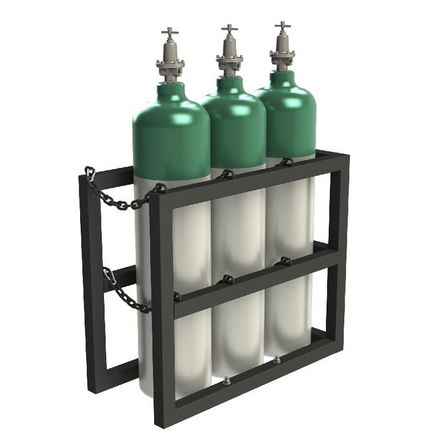 Heavy-Duty Gas Cylinder Rack with Chains and Concrete Anchors - 16x36x30 in - Image 1