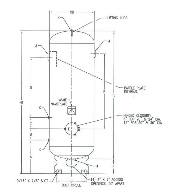 60-Gallon Vacuum Receiver Tank with 150 psi MAWP - Image 3