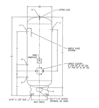 60-Gallon Vacuum Receiver Tank with 150 psi MAWP - Image 3