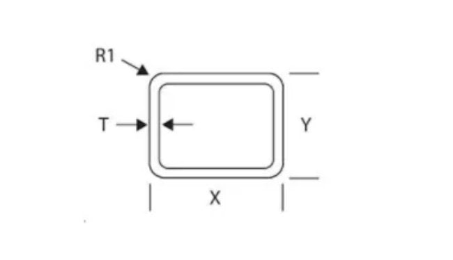 2 Inch (in) Dimension X, 1 Inch (in) Dimension Y, and 0.118 Inch (in) Dimension R1 Rectangle Aluminum Tube with Round Corner - Image 2