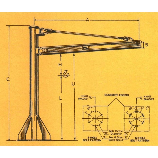 Heavy Duty Model 600 BPM Base Plate Mounted Jib Cranes - Image 2