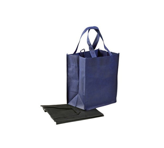 12-Inch Navy Blue Non-Woven Polypropylene Shopping Bag with Handles - Image 1