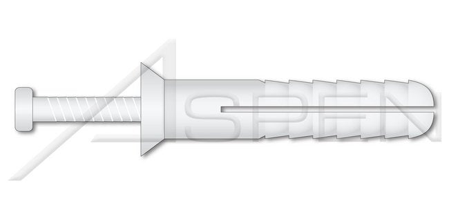 Flat Head White Nylon Body/Pin Drive Pin Rivet - Image 1