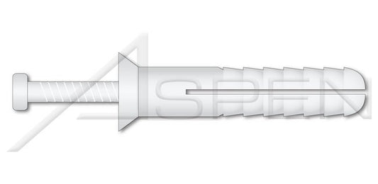 Flat Head White Nylon Body/Pin Drive Pin Rivet - Image 1