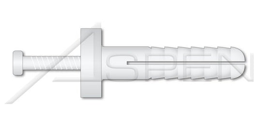 Round Head White Nylon Body/Pin Drive Pin Rivet - Image 1