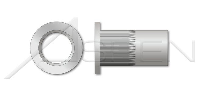 Aluminum Alloy 5056 Small Flange/Head Open End Thin Wall Ribbed Blind Threaded Insert - Image 1