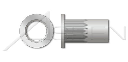 Aluminum Alloy 5056 Small Flange/Head Open End Thin Wall Ribbed Blind Threaded Insert - Image 1
