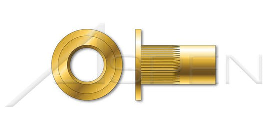 C1008-C1010 Steel Yellow Zinc Large Flange Flat Head Open End Ribbed Blind Threaded Insert - Image 1