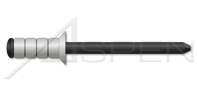 Black Phosphate Coated Countersunk External Head Aluminum Body/Steel Pin Multigrip Rivet - Image 1