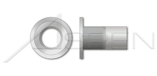 Aluminum Alloy 5056 Large Flange Flat Head Open End Thin Wall Ribbed Blind Threaded Insert - Image 1