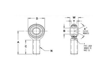 Carbon Steel Rod Ends - Male Variant, 52100 Bearing Steel Ball, Teflon Fabric Lined - Image 2