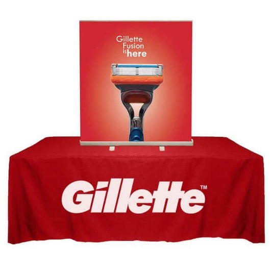 47 Inch Table Top Retractable Roll Up Banner Stand with Vinyl Print - Image 1