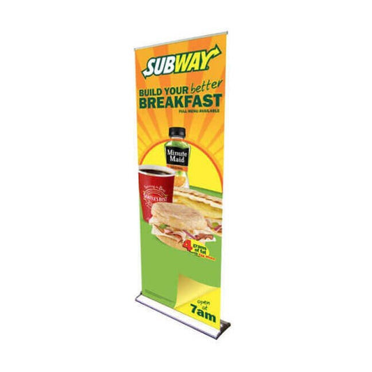 24 Inch Heavy-Duty Retractable Banner Stand with Vinyl Print - Image 1