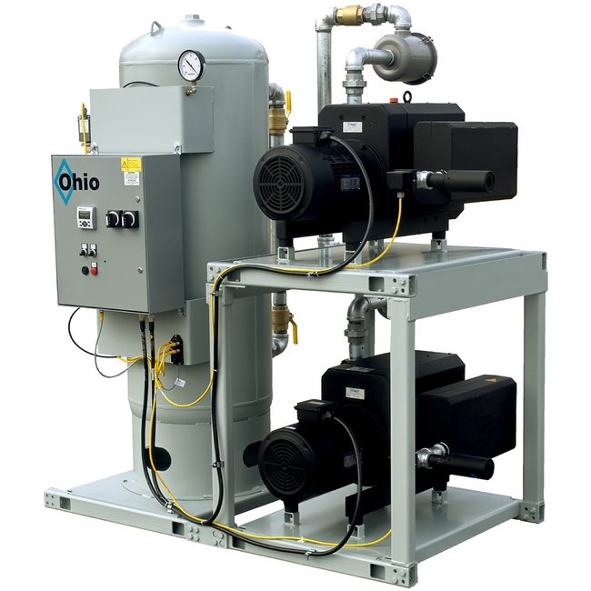 91 Inch (in) Height (C) Tank Mounted Duplex Rotary Claw Vacuum System - Image 1