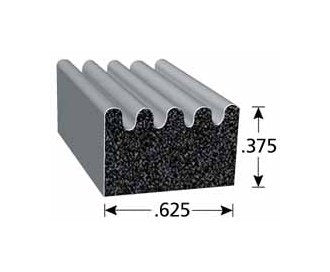 EPDM Sponge Rubber Seal 'D' with Ribbed Section - Image 1
