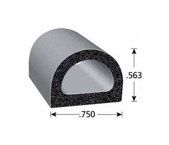 EPDM Rubber Seal - D Section with Ribbed Surface (250 ft Roll) - Image 1