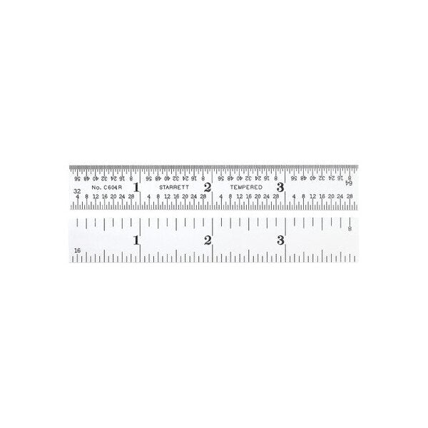 Starrett Steel Ruler - 4 Inch, 4R Graduations, Quick-Reading, Satin Chrome Finish - Image 1