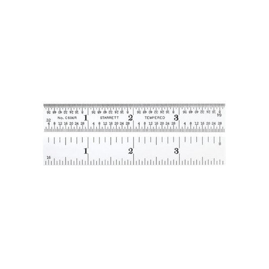 Starrett Steel Ruler - 4 Inch, 4R Graduations, Quick-Reading, Satin Chrome Finish - Image 1