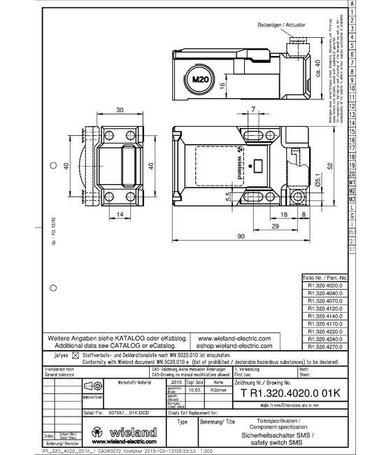 Wieland SMS 4220 Actuating Safety Switch - Image 2