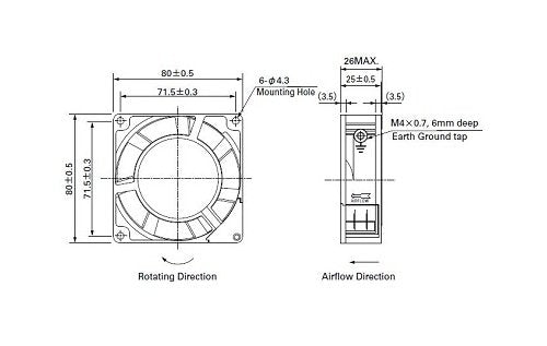 San Ace 80 Series AC Fan - 80Ã80Ã25 mm, 200V - Image 2