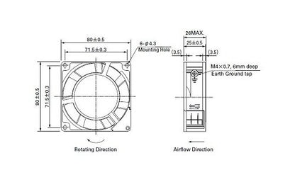 San Ace 80 Series AC Fan - 109S051, 80x80x25mm - Image 2