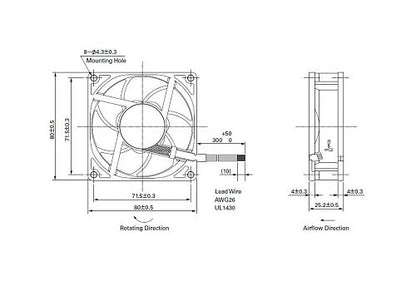 San Ace 80W Series Splash Proof Fan - 80x80x25 mm - Image 2
