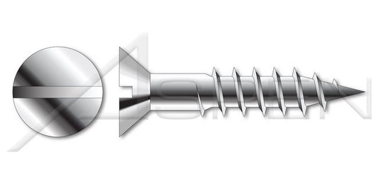 DIN 97 Metric A4 Stainless Steel Flat Slot Drive Wood Screw - Image 1