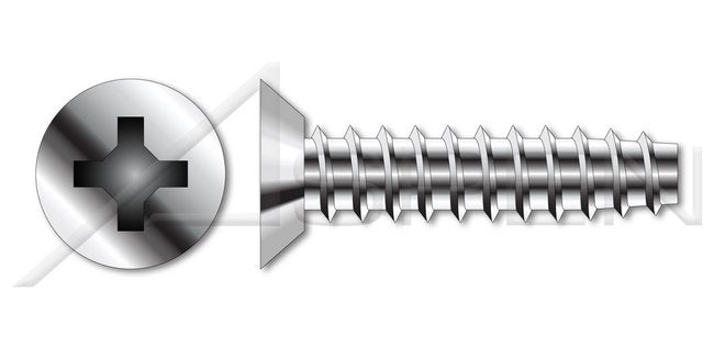 18-8 Stainless Steel Passivated and Waxed Flat Undercut Phillips® Drive 48-2 Thread Trilobe Thread Rolling Screw for Plastics - Image 1